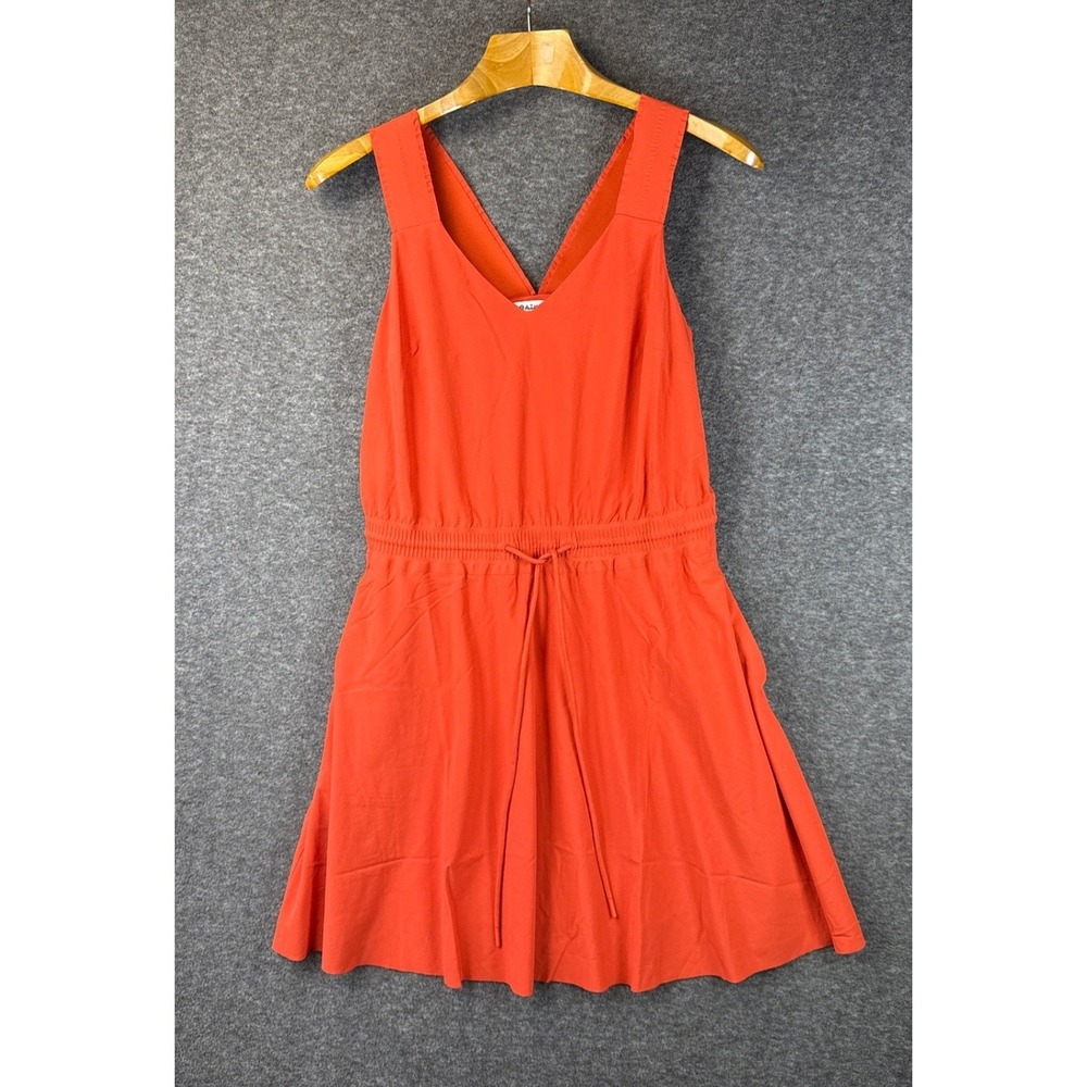 Athleta Savannah Strap‎ Mini Dress Orange Sleeveless Drawstring Waist XS Pockets